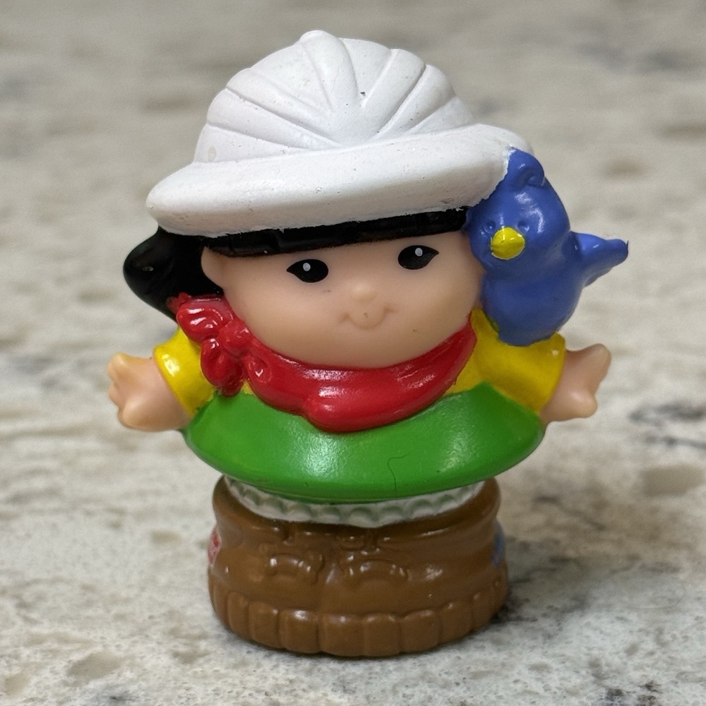 Fisher Price Little People Sonya Lee Safari Zookeeper Blue Bird Hat 2001 Vtg